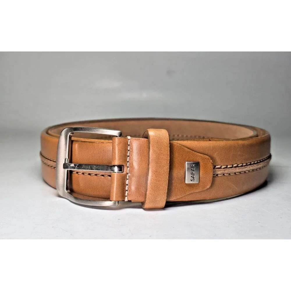 SARAR Leather Belt Tan Mustard Brown‎ Size 40/100 Handmade Turkey / Italy